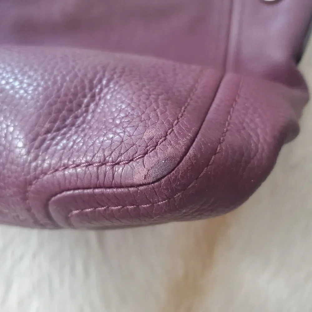 Michael Kors Leather Crossbody Bag Burgundy Pebbled Gold Hardware Fulton Hobo